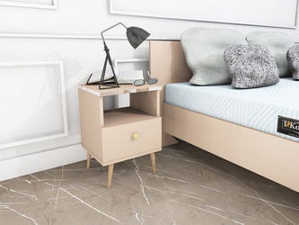 Bedside table ESTELLA BOHO smoky macchiato and glass effect finish