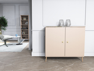 Two-door Dresser with shelves ESTELLA BOHO smoky macchiato and glass effect finish