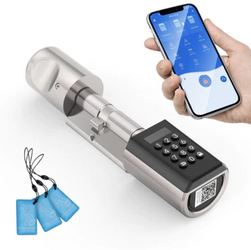 Electronic locking cylinder with code entry, chip card, app