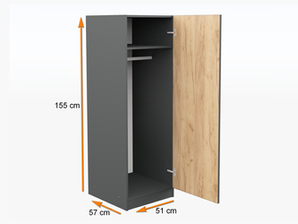 Single-door wardrobe Premium 155x51x57 cm SZ11PR